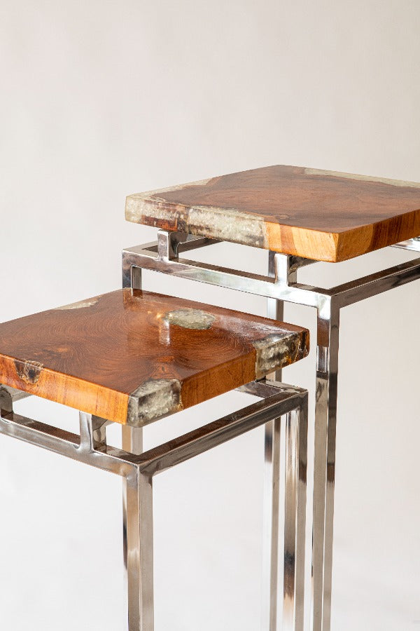 Mesa de apoyo Resina Pedestal (set de 2 piezas)